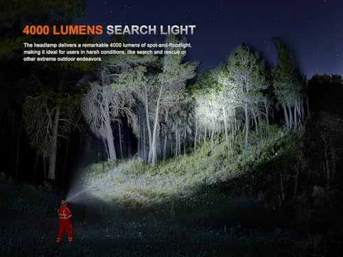 4000 Lumen USB-C Rechargeable Headlamp with Spotlight, Floodlight and Red Light X546
