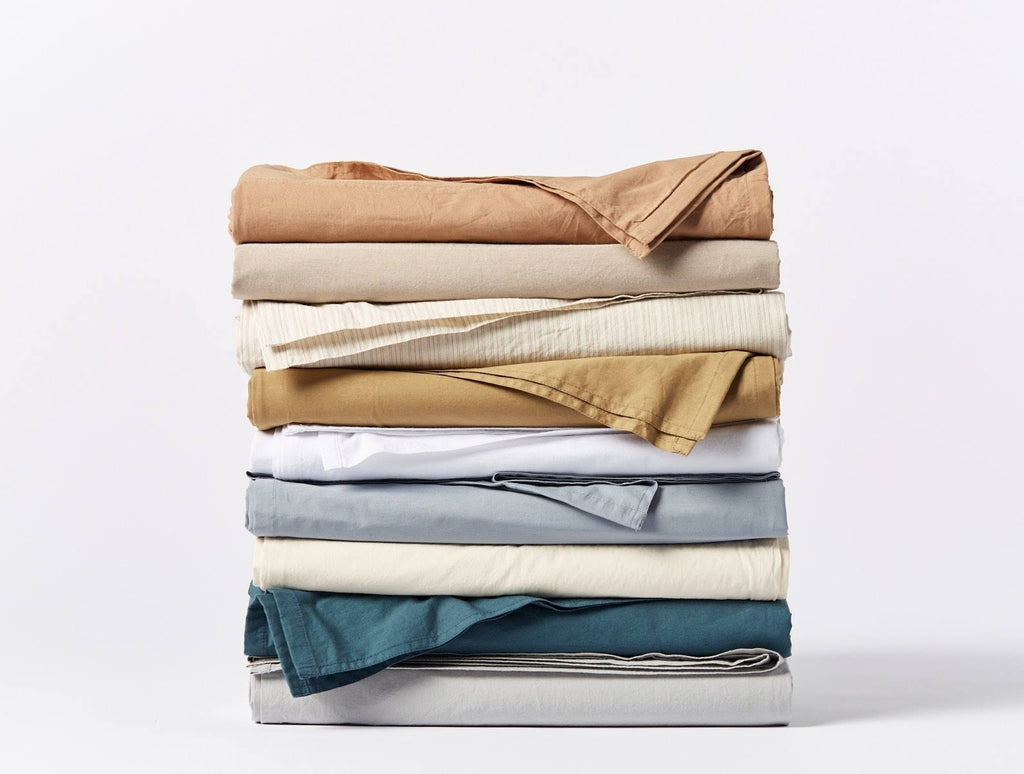 Organic Crinkled Percale Fitted Sheet King Steel Blue N7360