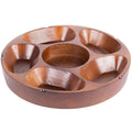 6 Compartment Carved Wooden Appetizer Platter L90213