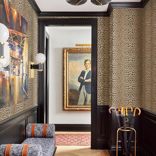 Gold Glitter Non-pasted 3D Embossed Leopard Print Wallpaper N99113