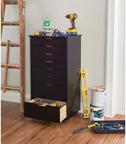 Black 8 Drawer Wood Dresser B8023