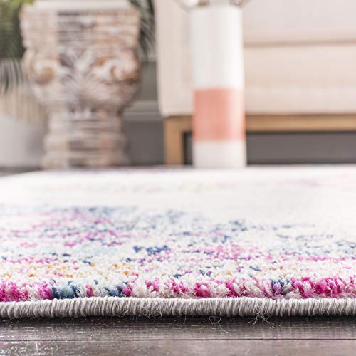 Runner Rug - 2' x 6', Ivory & Fuchsia, Medallion Distressed Design G83246