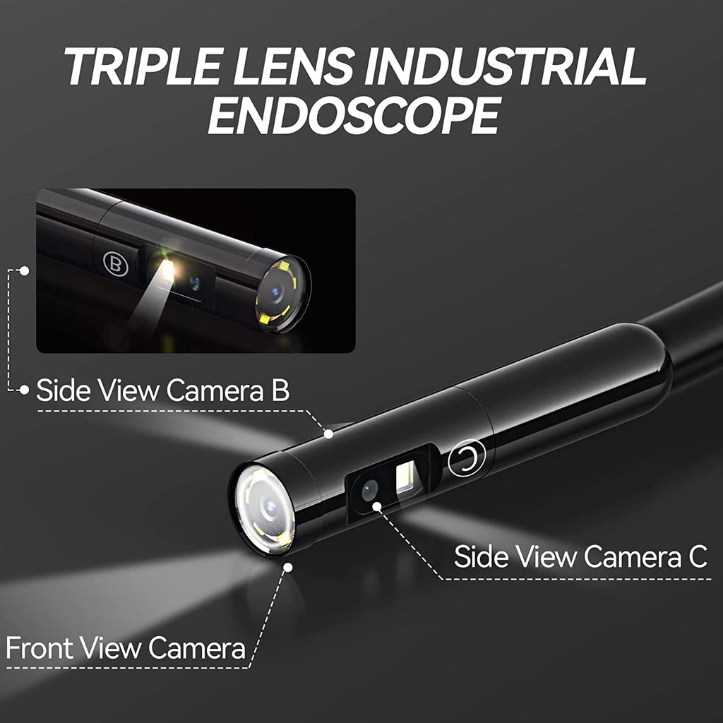 Triple Lens Endoscope Borescope Inspection Camera with 5'' Screen 16.5ft D783106