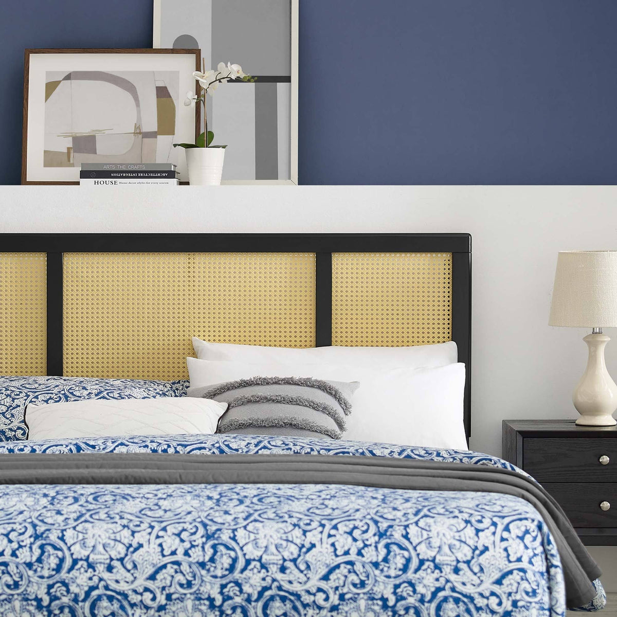 Gray Cane Full Headboard E478025