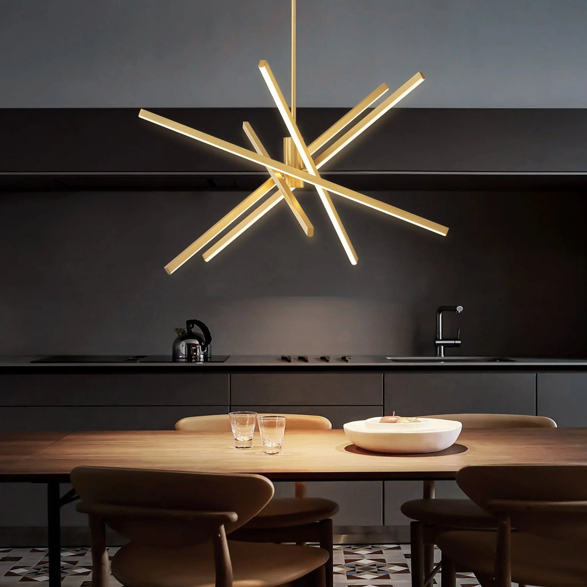 5-Light Aluminum Dimmable LED Linear Chandelier Q460