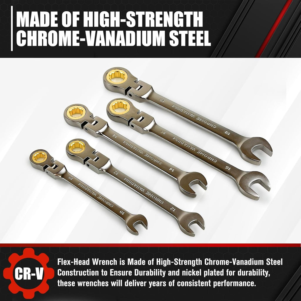 12-Piece 180° Metric Flex-Head Ratcheting Wrench Set K44444