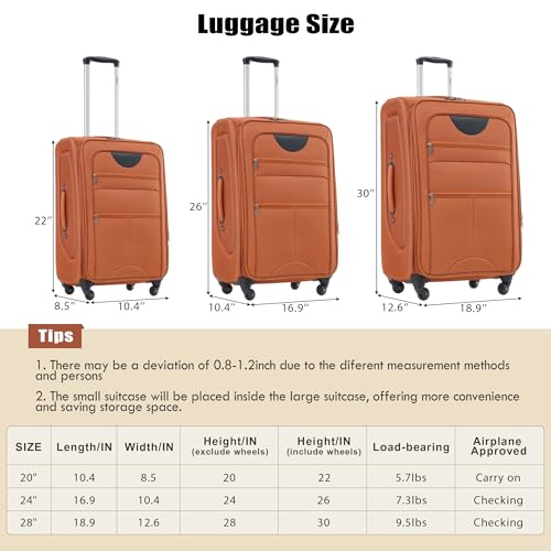 3-Piece Softside Expandable Spinner Luggage Set with TSA Lock (22/26/30 IN, Deep Blue) N198117