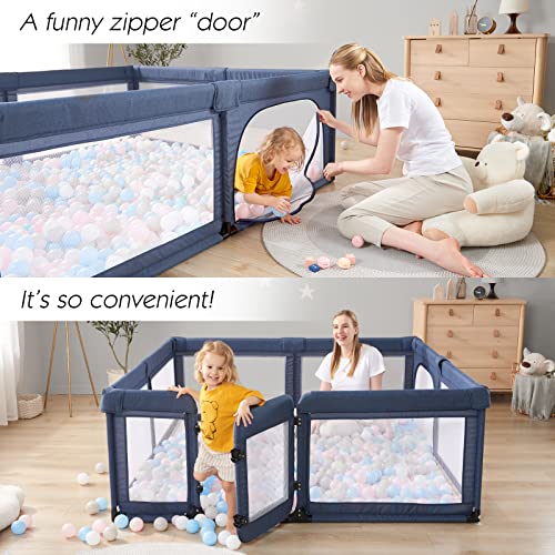 Black 79”x59” Baby Playpen with Door and Mesh Y679