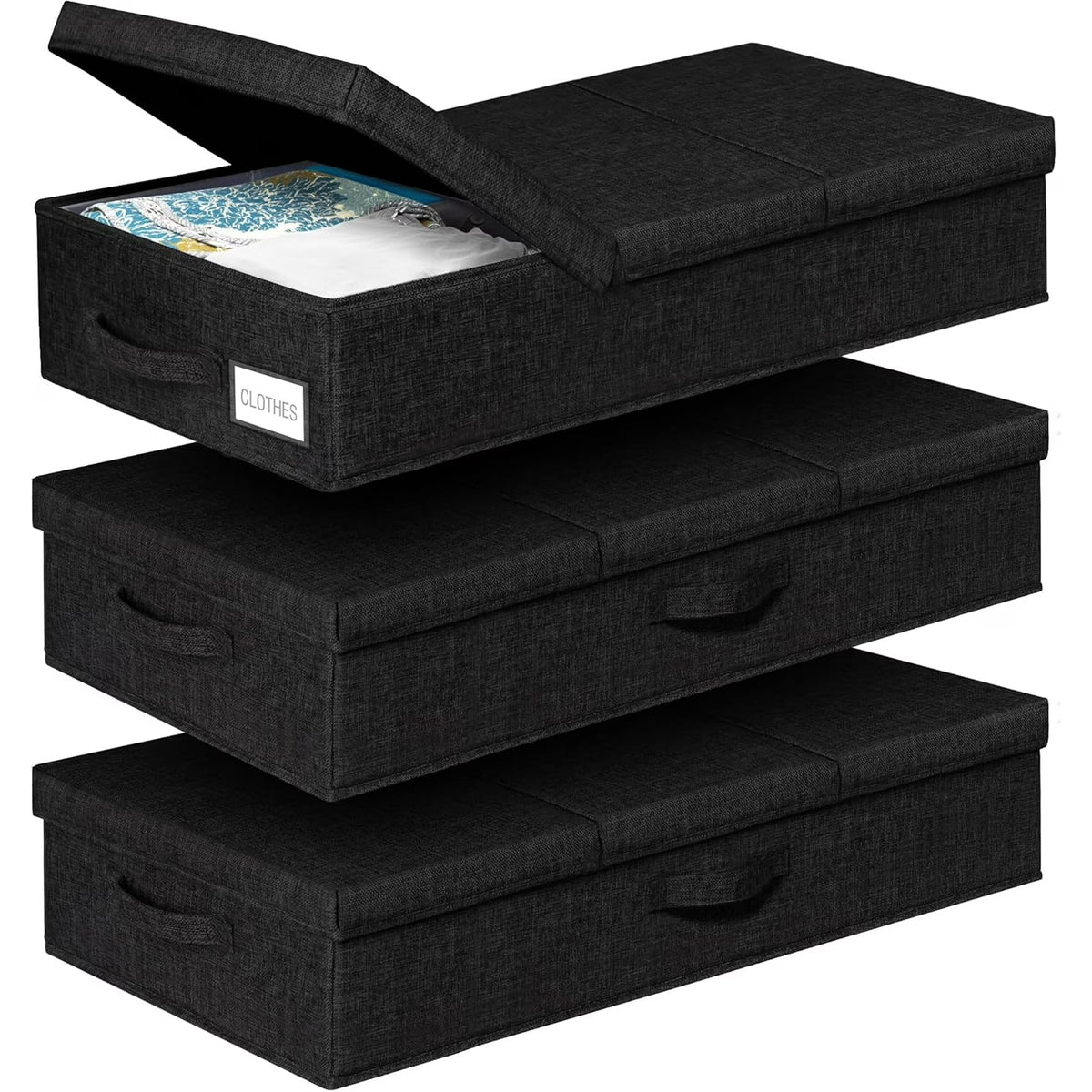 Black 3 Pack Underbed Storage Containers with Handles S8683