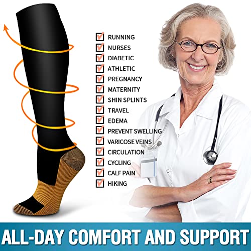 6 Pack Copper Compression Socks I523