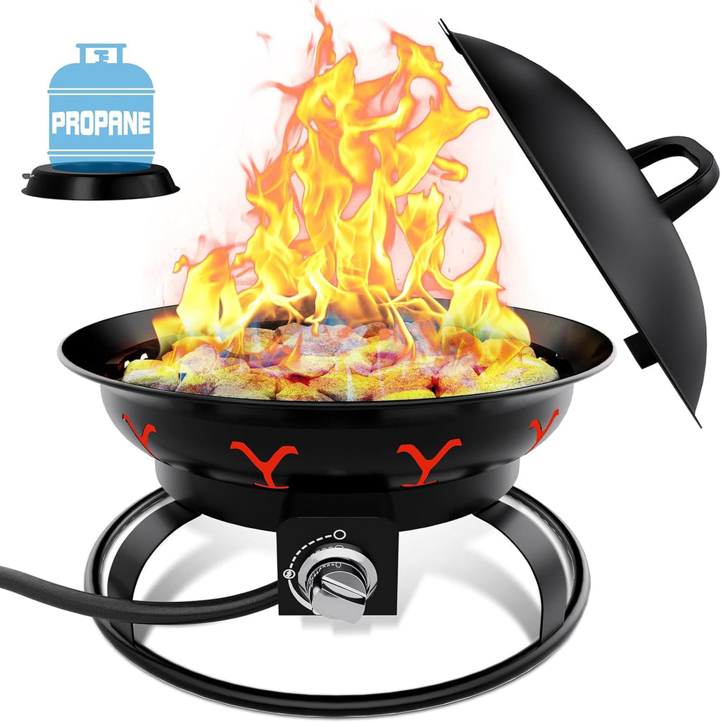 Portable Propane Fire Pit with Lid E976749