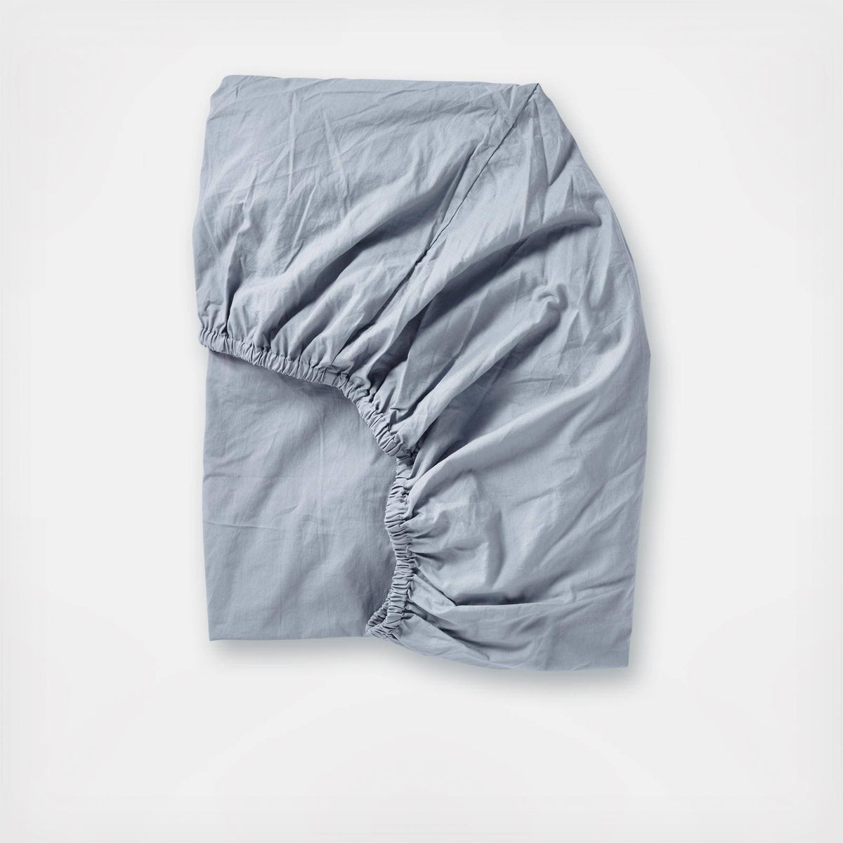 Organic Crinkled Percale Fitted Sheet King Steel Blue N7360