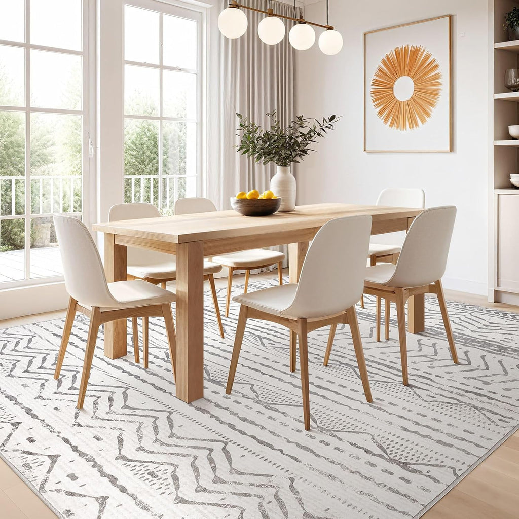 Grey 9x12 Machine Washable Area Rug F4590