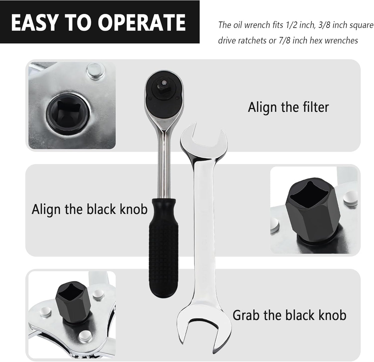 3 Jaw 2 Way Adjustable Oil Filter Wrench Tool D8801
