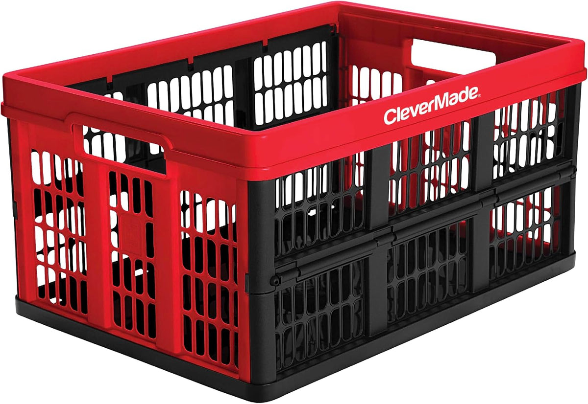 Red Collapsible Utility Crate, 45L, Plastic O465419