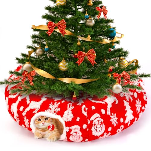 Cat Tunnel Bed Christmas Tree Skirt for Indoor Cats X26786