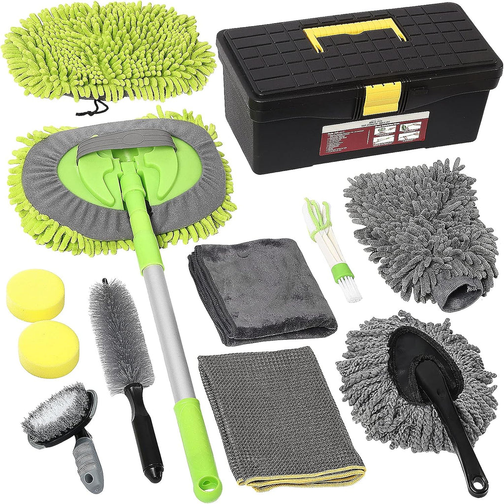12 Pcs Car Wash Kit with Microfiber Towels Storage Box V501