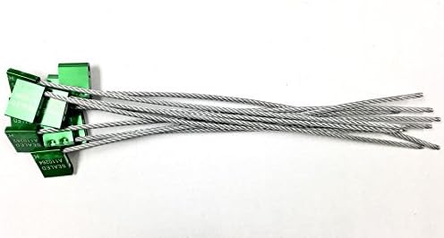 Green Galvanized Steel Lock Seals 14” Long 5mm Self-Lock Pull Tight Adjustable Metal Cable, Pack of 2 A36778