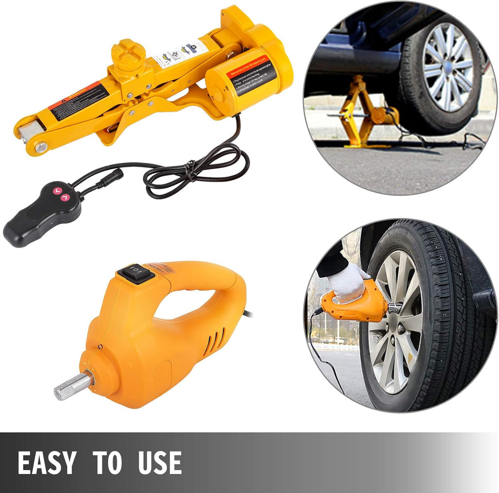 Electric Car Jack 3 Ton 6600LBS 12V DC with Electric Impact Wrench and Inflator Pump C28886