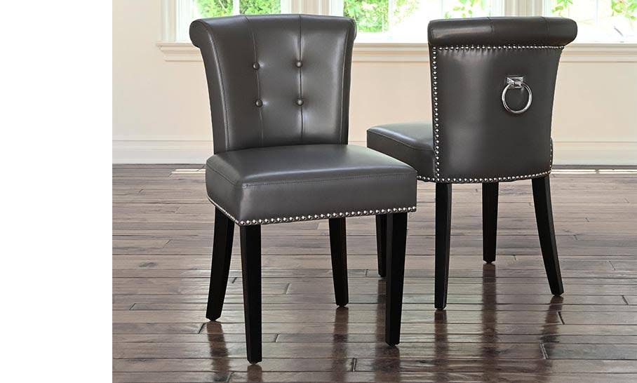Faux Leather Dining Chair Set of 2 Grey M64714