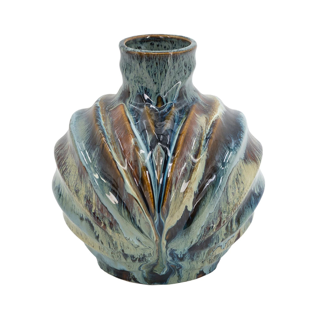 Glazed Curved Ceramic Accent Vase 11" Z7701