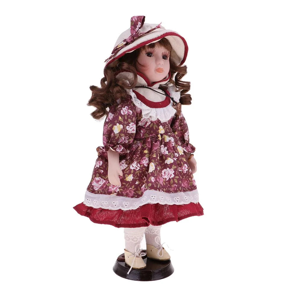 Porcelain Doll with Display Stand, Pack of 2pcs U983