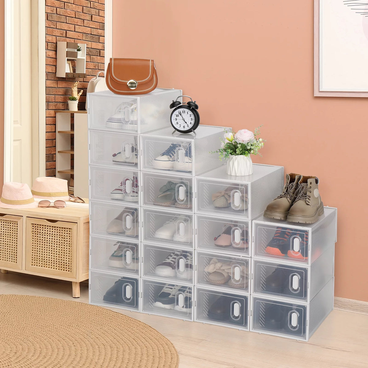 White Stackable Plastic Lidded Storage Boxes P99342