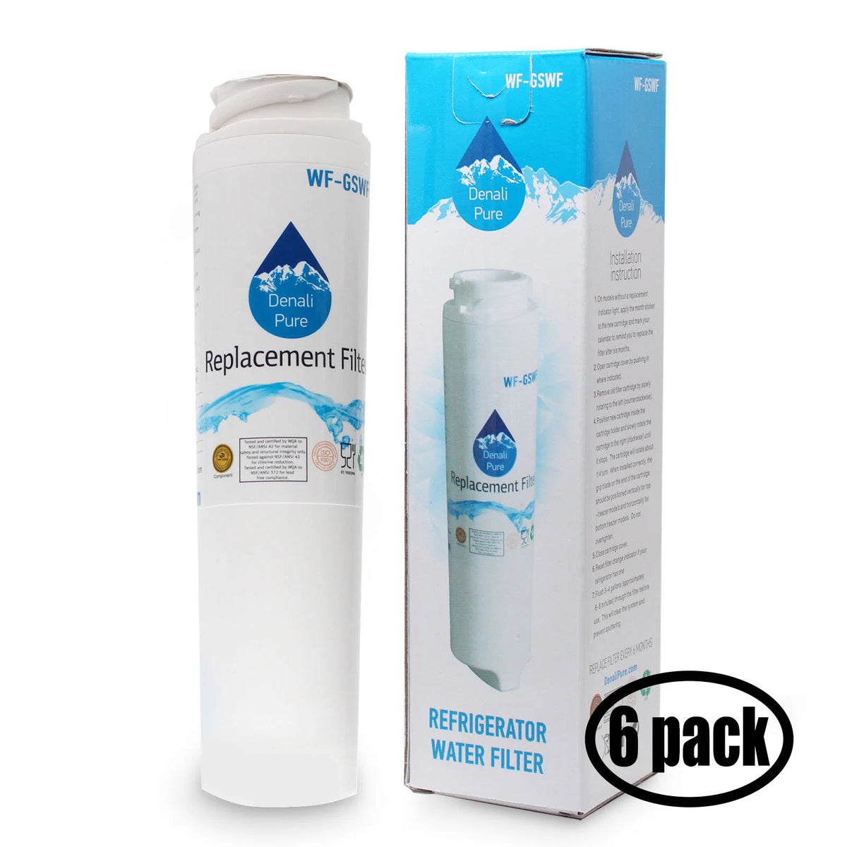 6-Pack Replacement Refrigerator Water Filter W275