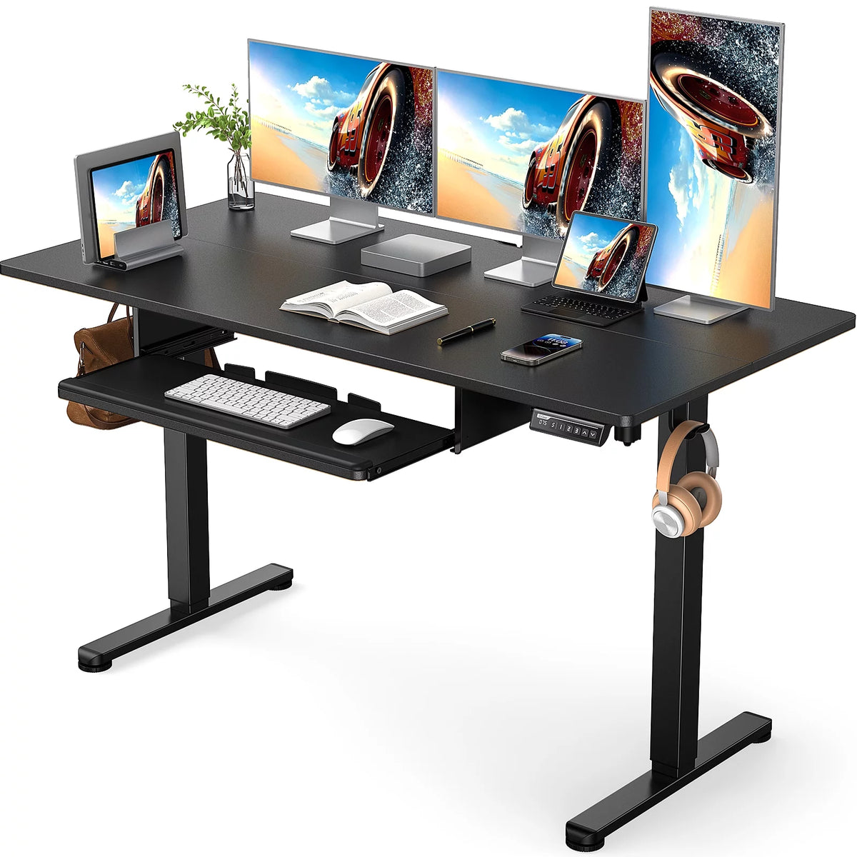 48x24 Inches Adjustable Height Electric Standing Desk with Keyboard Tray F9547