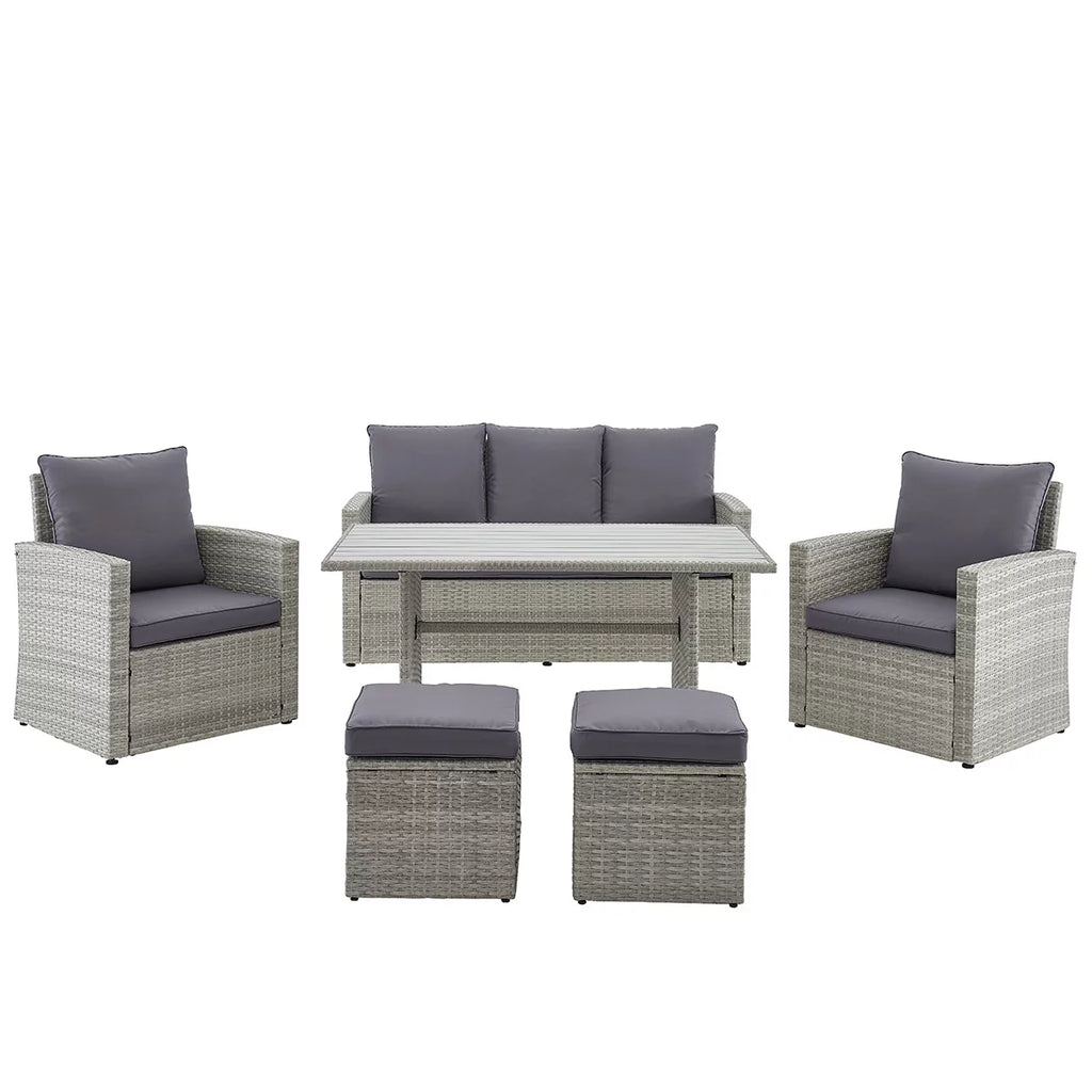 6 Pcs Outdoor Patio Dining Set 7 Seats Cushioned S1804