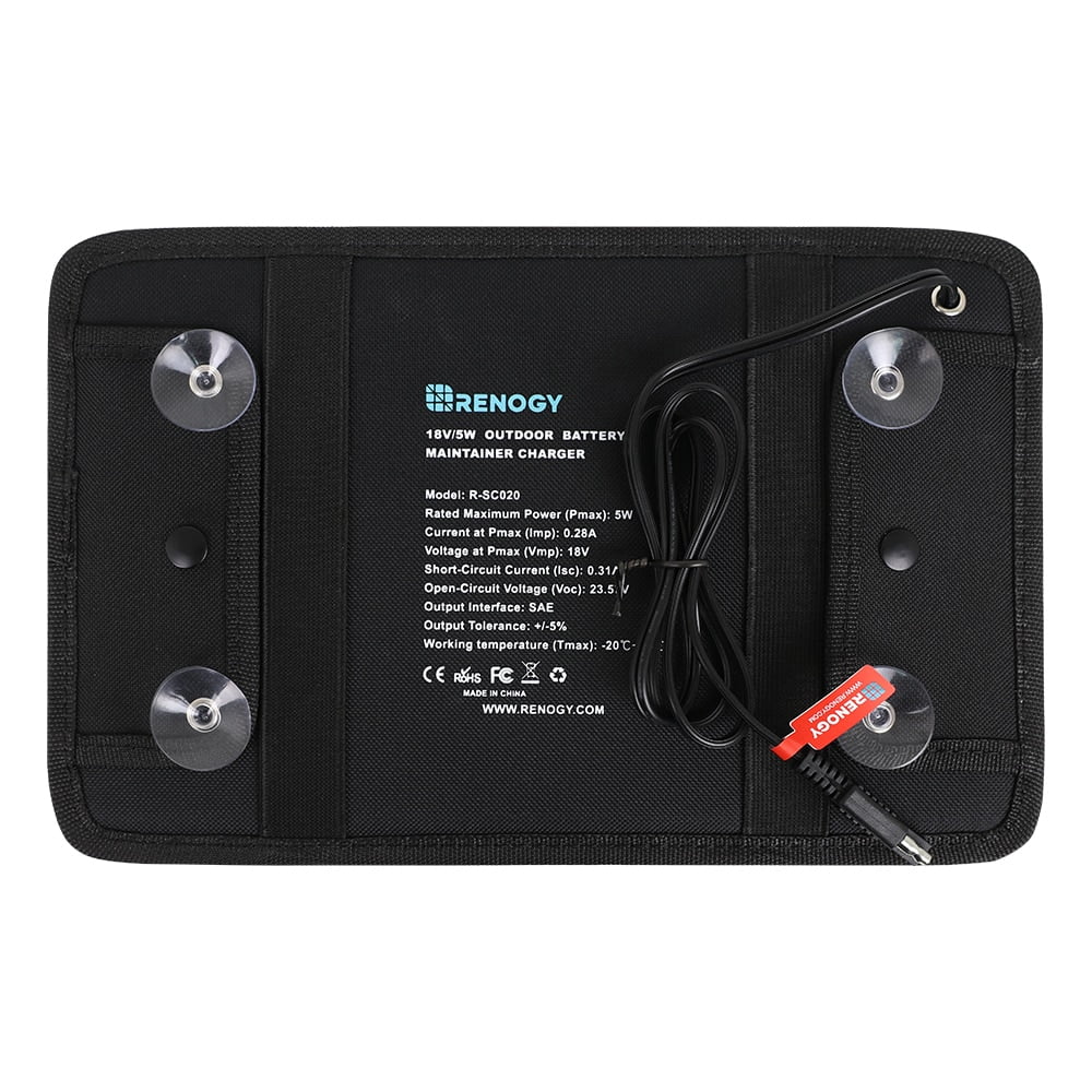 5W Outdoor Battery Charger Maintainer Trickle Charger with Lighter Plug, Alligator Clips, and Battery Cables T844