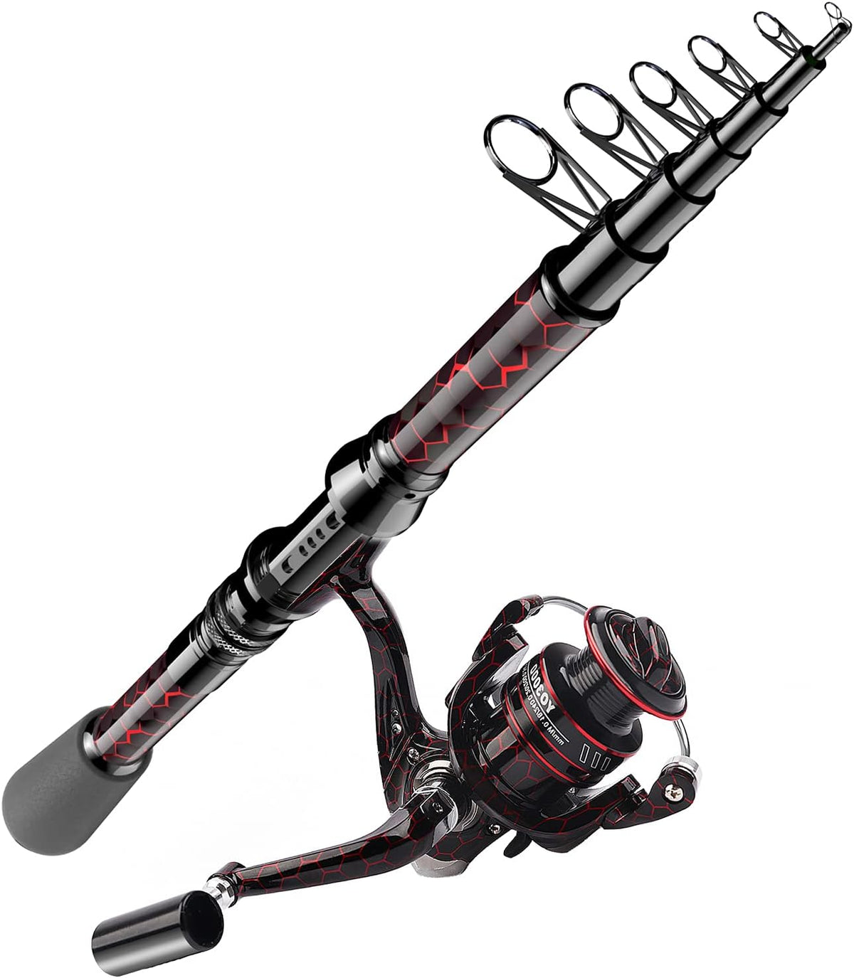 Carbon Fiber Telescopic Fishing Rod and Reel Combo Kit with Tackle Box, Pack of 2 D91374
