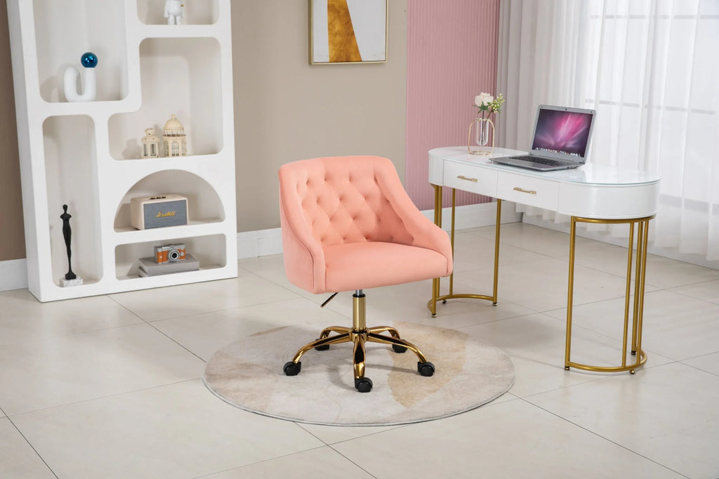 Pink Velvet Swivel Desk Chair E628216