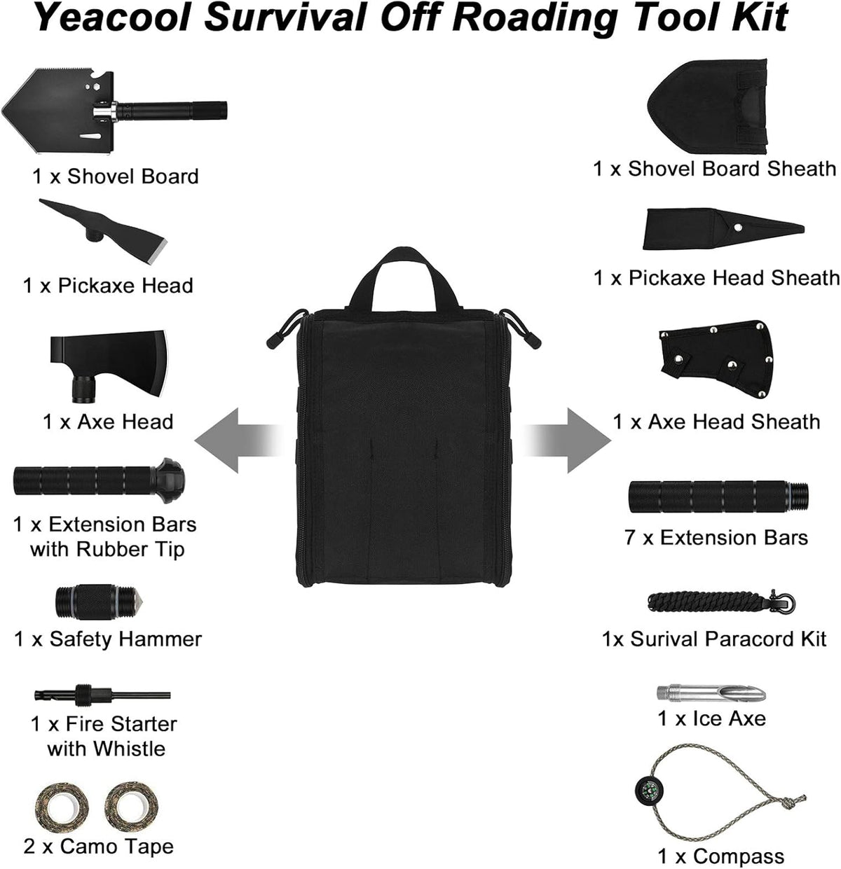 Survival Shovel Multitool with Molle Carrying Bag G1197