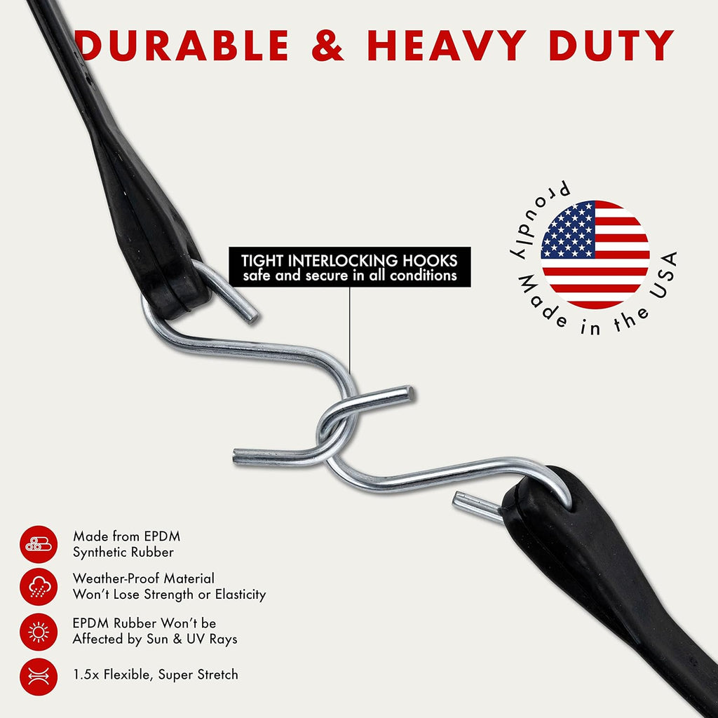 30 Pack Rubber Tarp Straps 31 Long EPDM with Crimped Hooks Bungee Cords M968
