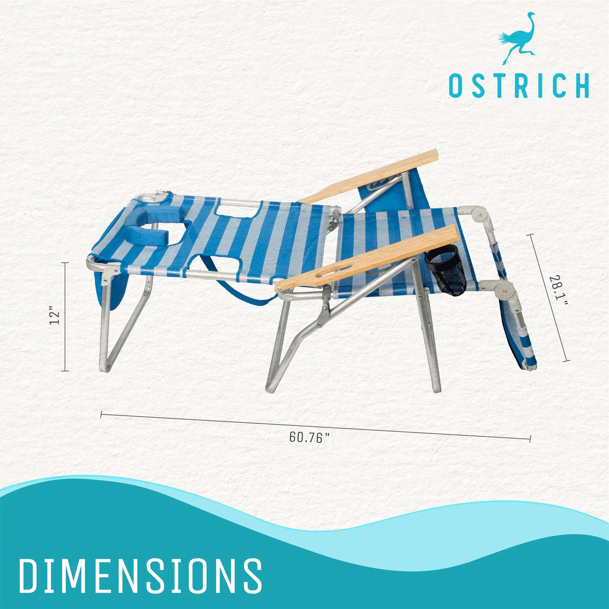Striped Blue Reclining Beach Chair U17719