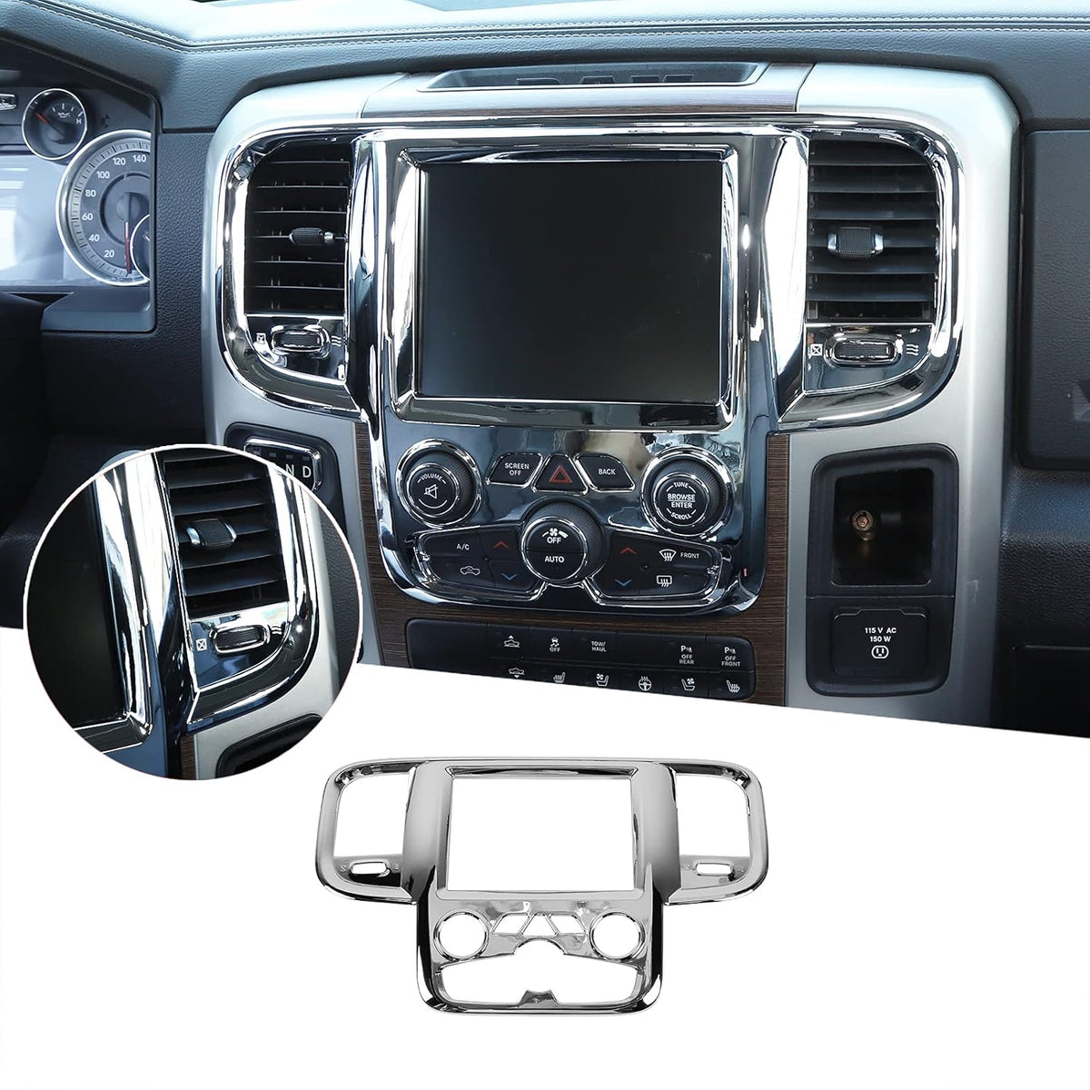 Red Carbon Fiber ABS Center Control Touch Screen Trim Cover for Dodge RAM 2011-2017 B98848