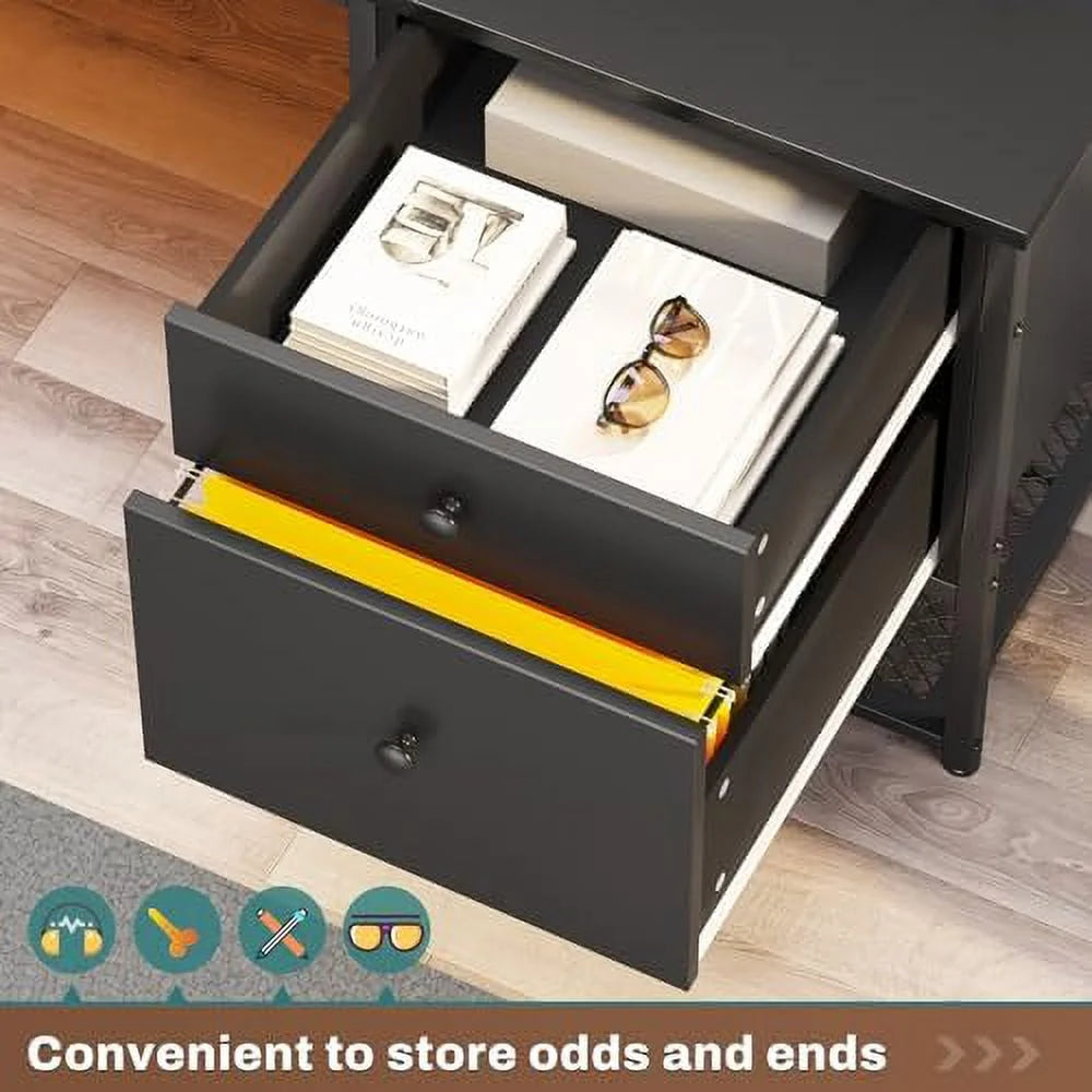 Black L Shaped Corner Computer Desk with Drawers O613