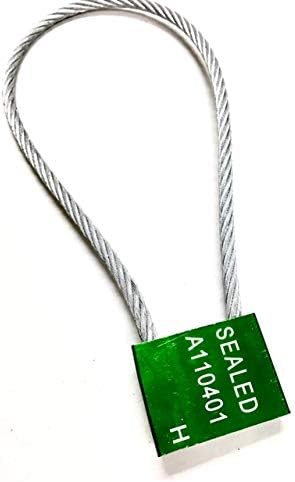 Green Galvanized Steel Lock Seals 14” Long 5mm Self-Lock Pull Tight Adjustable Metal Cable, Pack of 2 A36778