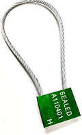 Green Galvanized Steel Lock Seals 14” Long 5mm Self-Lock Pull Tight Adjustable Metal Cable, Pack of 2 A36778