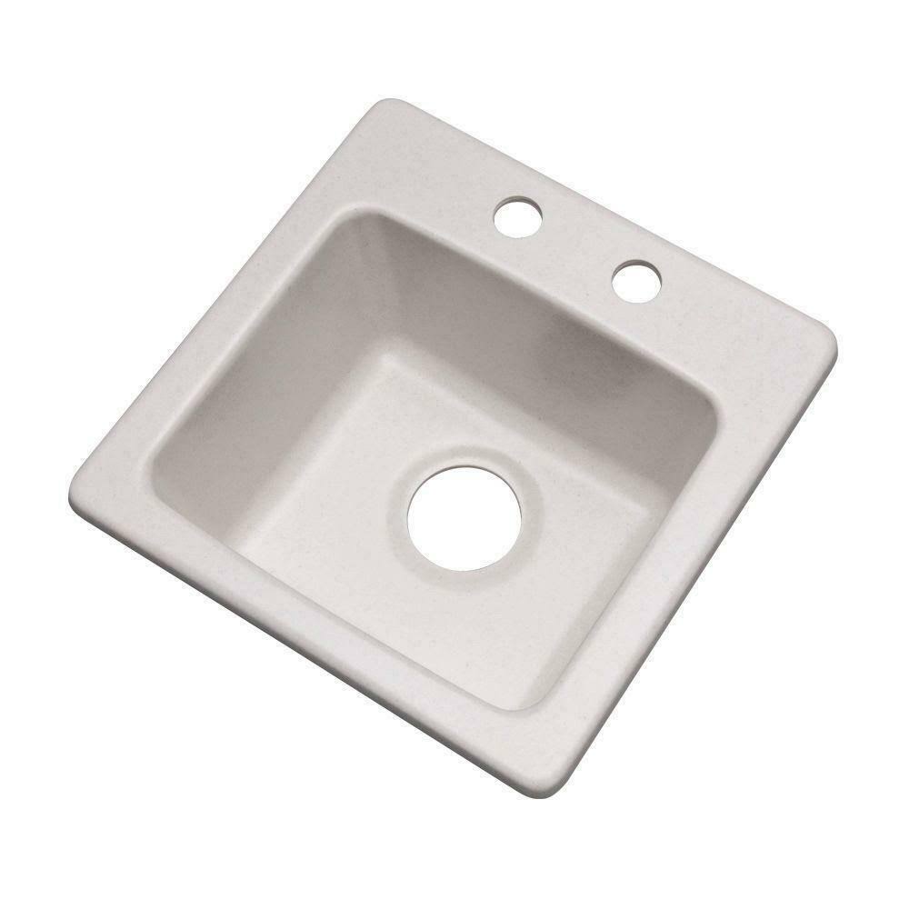 Composite Granite Prep Sink with Two Holes, 16-Inch, Soft White M898387