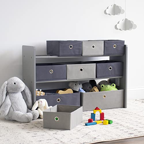 Natural White Toy Storage Organizer with 9 Removable Fabric Bins N7299
