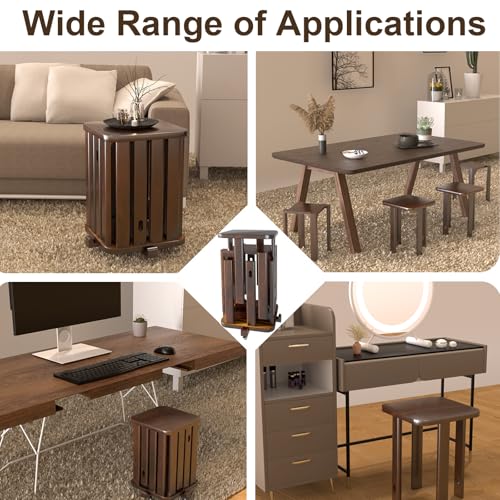 Stackable Stools Set of 4 Walnut Color F453594