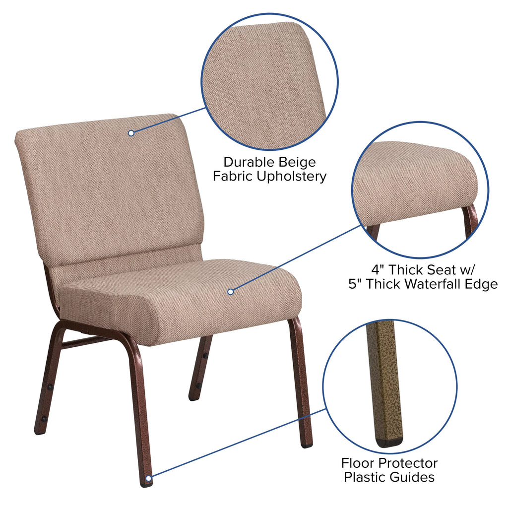 Beige Fabric Stacking Church Chair E864708