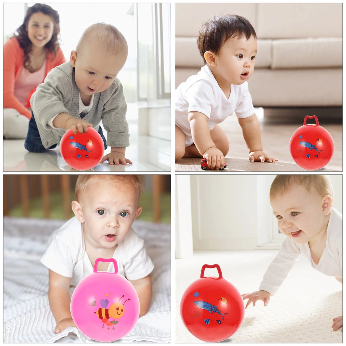3Pcs Inflatable Hopper Balls with Handle O952364