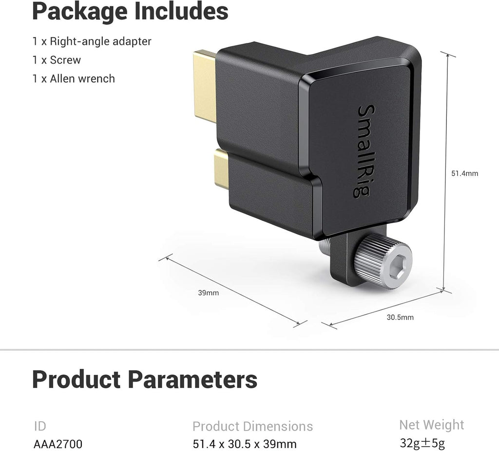 HDMI/USB Type-C Right-Angle Adapter for BMPCC 4K Camera Cage Q5974