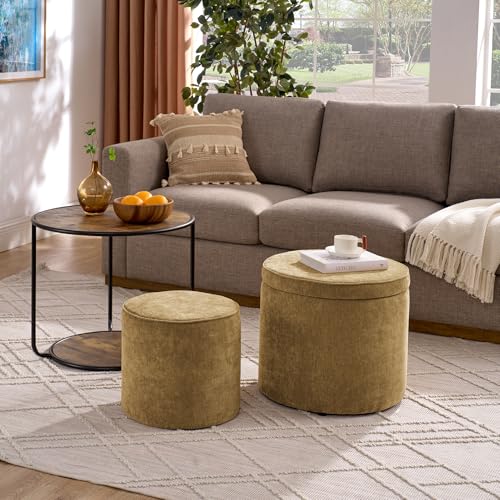 Set of 3 Nesting Ottoman Table with Storage Ottoman and Foot Stool O206