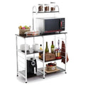 Kitchen Bakers Rack Microwave Oven Cart Stand, 35.5Lx15.7Wx51.2H, Brown Y695