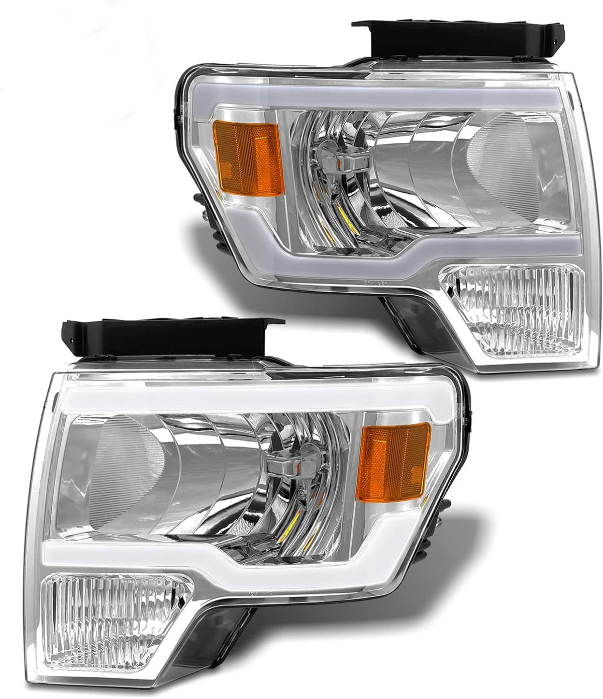 Chrome Housing Headlight Assembly for 2009-2014 Ford F150 Y331