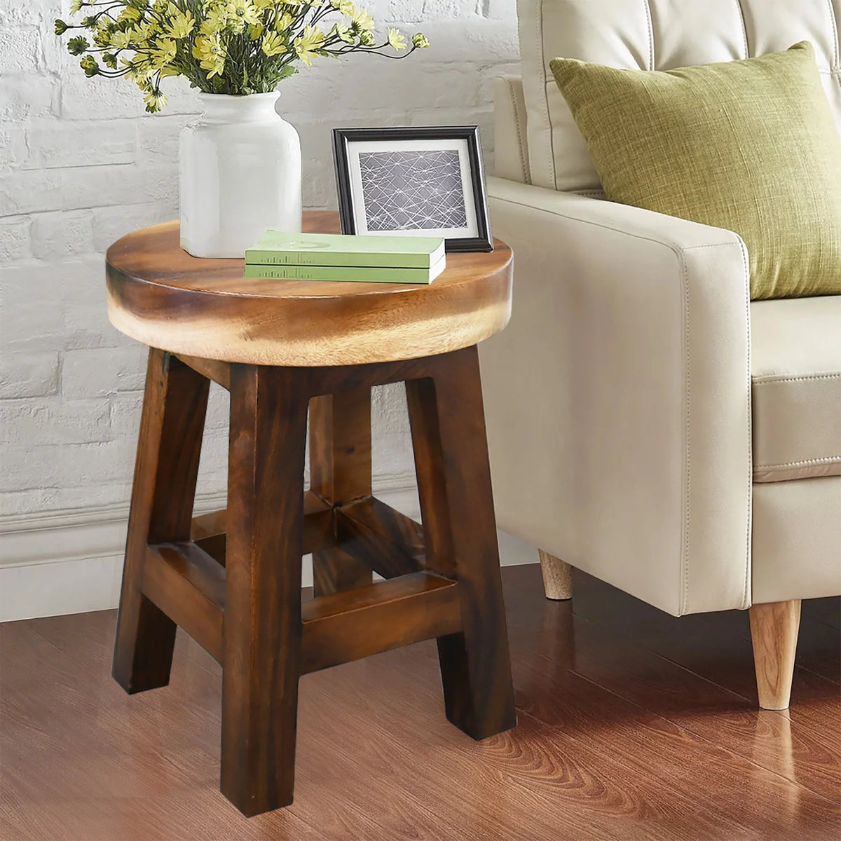 Small Round Wood Stool Side Table K662